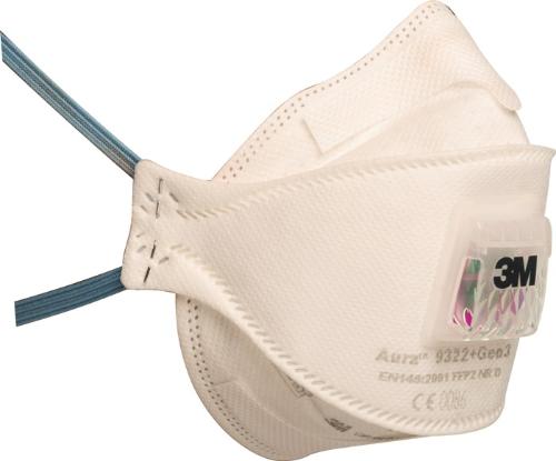 3M Atemschutzmaske Aura™ 9322+Gen3SV FFP2 / V NR D mit Ausatemventil, faltbar