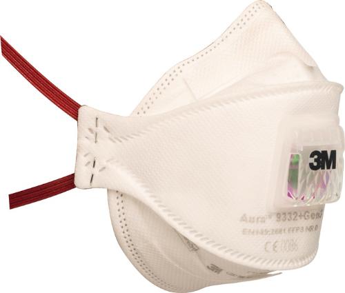 3M Atemschutzmaske Aura™ 9332+Gen3SV FFP3 / V NR D mit Ausatemventil, faltbar