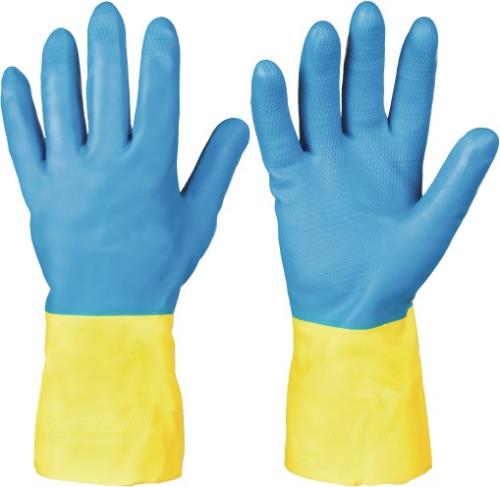 STRONGHAND Chemikalienhandschuhe Kenora Größe 8 blau/gelb EN 388, EN 374 PSA-Kategorie III