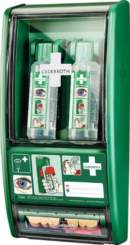 CEDERROTH Augenspülstation H560xB290xT120ca.mm 2 x 0,5 l, 1 x Pflasterspender