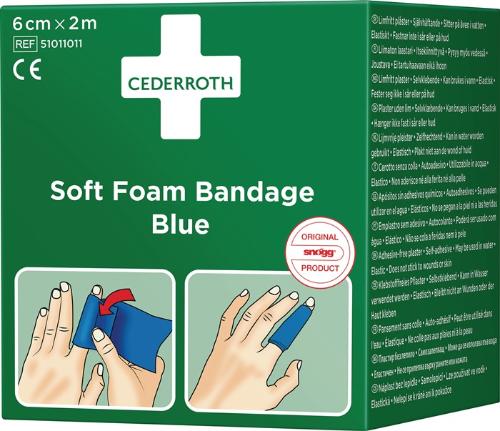 CEDERROTH Soft Foam Bandage selbsthaftend elastisch, blau Rolle 6 cm x 2 m