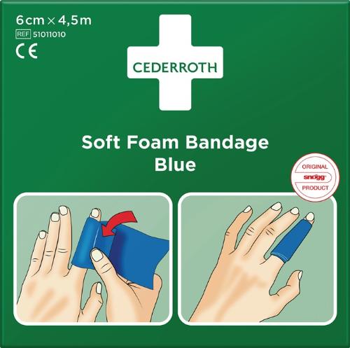 CEDERROTH Soft Foam Bandage selbsthaftend elastisch, blau Rolle 6 cm x 4,5 m