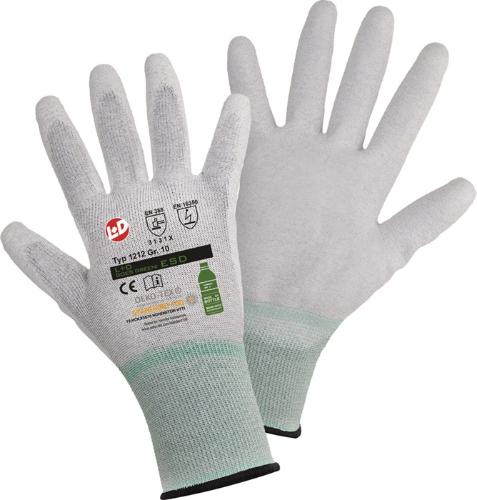Leipold + Döhle Feinstrickhandschuh Goes Green ESD Größe 9 hellgrau/weiß EN 21420 ESD EN 388 EN 16350 Kat.II