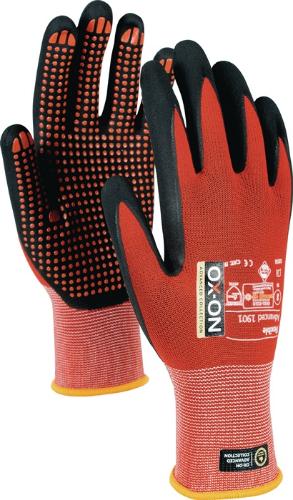 OX-ON Handschuhe Flexible Advanced 1901 Größe 10 schwarz/rot EN 388, EN 420+A1 PSA-Kategorie II
