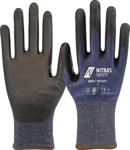 NITRAS Schnittschutzhandschuhe 3D CUT F Größe 9 marineblau/schwarz EN ISO 21420, EN 388