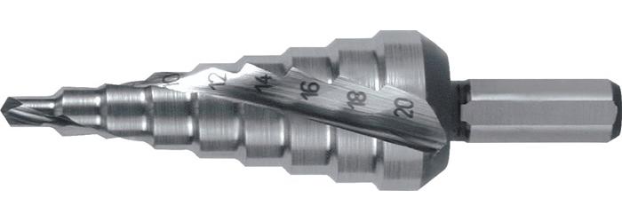 RUKO Stufenbohrer Bohrbereich 4-20 mm HSS spiralgenutet Schneidenanzahl 2 Stufenanzahl 9