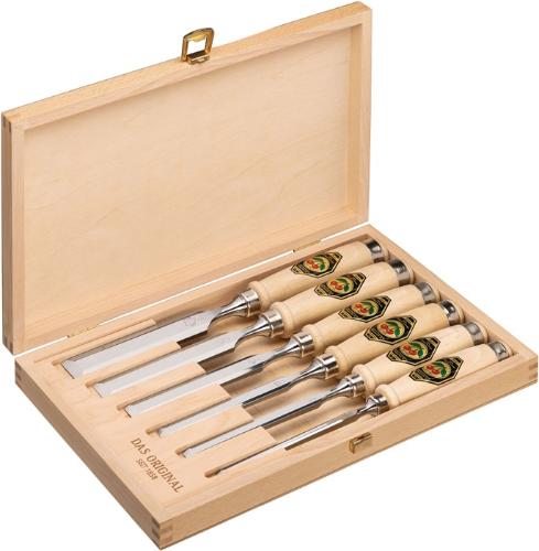 KIRSCHEN Stechbeitelsatz 6,10,12,16,20,26 mm Weißbuchenheft Ulmer Form 6-teilig