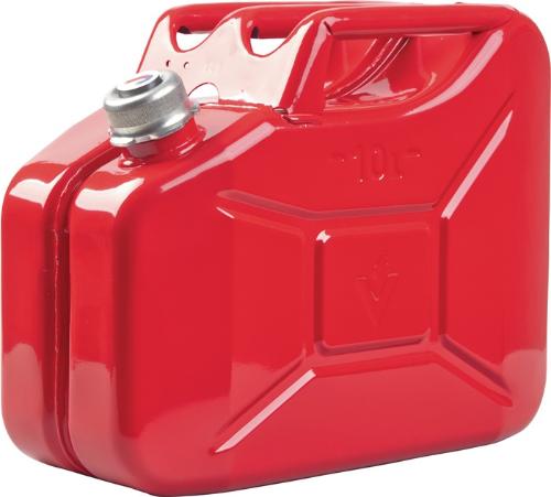 VALPRO Kraftstoffkanister 10 l Schraubverschluss Rot RAL 3000 Stahlblech 0,9 mm L345xB165xH275mm