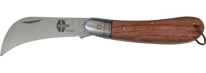 Hesse Gurtbandmesser Länge 185 mm Klingenlänge 77 mm Klingenform gebogen Holz natur/silber