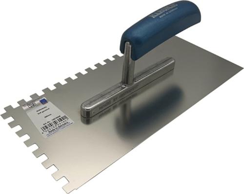 HAROMAC Glättekelle Länge 280 mm Breite 130 mm Buchenholzgriff Zahnung 10x10 mm rostfreier Edelstahl
