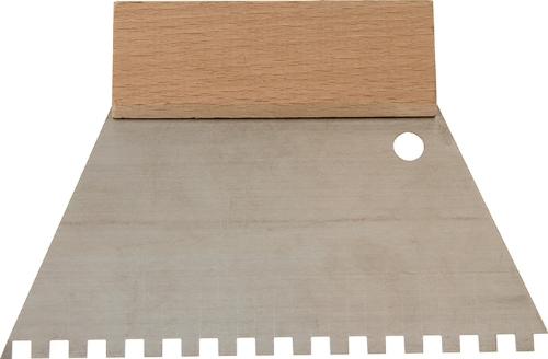 HAROMAC Kleberspachtel Länge 128 mm Breite 180 mm Zahnung 6x6 mm rostfreier Edelstahl Buchenholzgriff