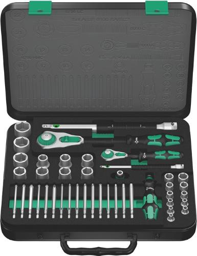 Wera Steckschlüsselsatz 8100 SA/SC 2 Zyklop 43-teilig 1/4 + 1/2 ″ Schlüsselweiten 4-24 mm Anzahl Zähne 72/72 6-Kant