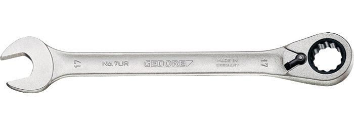 GEDORE Maulringratschenschlüssel 7 UR Schlüsselweite 18 mm Länge 237 mm umschaltbar, Ringseite 13 °