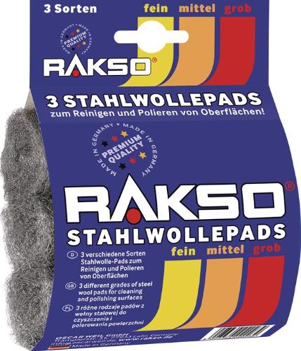 RAKSO Stahlwollepad fein / mittel / grob 00/1/3 3 x 16 g