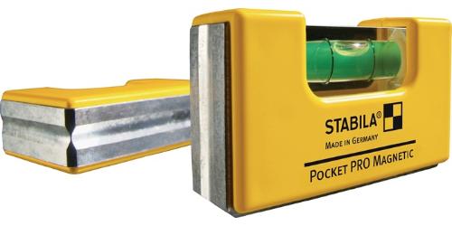 STABILA Wasserwaage Pocket PRO Magnetic 7 cm Aluminium gelb ± 1mm/m mit Magnet