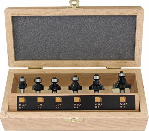 FISCH-TOOLS Abrundfräsersatz 973CT06A03 Hartmetall Schaft-Ø 8 mm 6-teilig