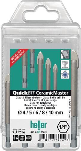 HELLER Bohrersatz QuickBit® Ceramik Master 5-teilig Ø 4, 5, 6, 8, 10 mm Schaft 6 kant
