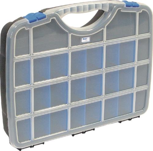 Tayg Sortimentskasten Basic Line B312xT238xH51mm 24 Fächer mit Profilraster transparent schwarz-blau