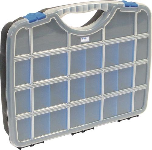 Tayg Sortimentskasten Basic Line B388xT290xH61mm 24 Fächer mit Profilraster transparent schwarz-blau