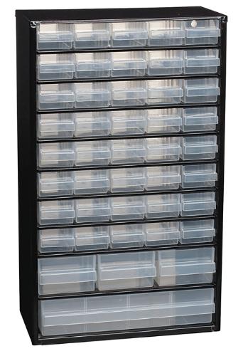 raaco Kleinteilemagazin B306xT150xH510mm Stahlblech 44 Schubladen Poypropylen schwarz/transparent