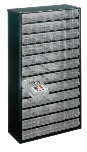 raaco Kleinteilemagazin B306xT150xH552mm galvan. Stahlblech 48 Schubladen Polypropylen dunkelblau / transparent