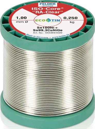 FELDER Lötdraht ISO-Core® RAClear 1 mm 250 g Sn100Ni+