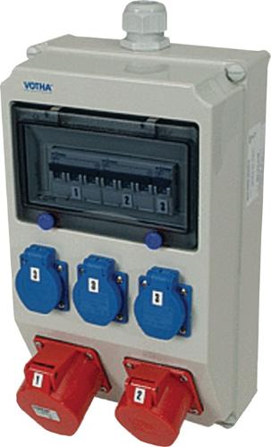 JÄGER Kunststoffwandverteiler Verschraubung M32 1xCEE 32 A, 1xCEE 16 A, 3x230V