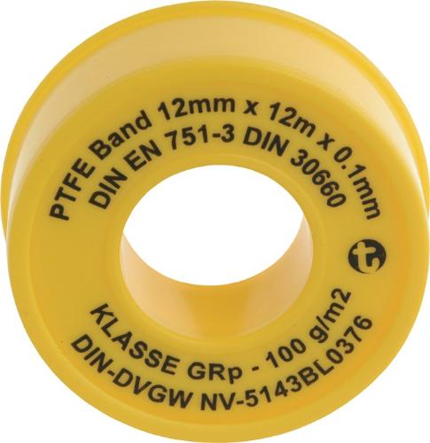 GEKA PTFE Dichtband GRp L12 m B12 mm D0,1 mm weiß 100 g/m²