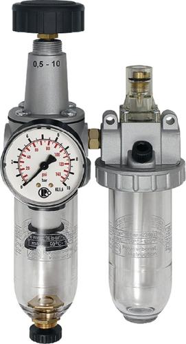 RIEGLER Wartungseinheit Standard Gewinde G 1/4 ″ halbautomatisch BG I 2-tlg. 600 l/min Breite 117 mm