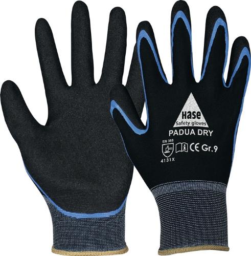 Hase Handschuhe Padua Dry Größe 10 schwarz/blau EN 388 PSA-Kategorie II
