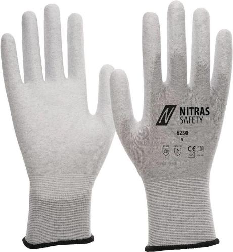 NITRAS Handschuhe 6230 Größe 9 grau/weiß EN 388, EN 16350 PSA-Kategorie II