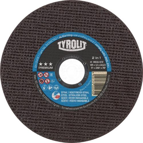 TYROLIT Trennscheibe PREMIUM D125x1,6mm gerade 2in1 Bohrung 22,23 mm