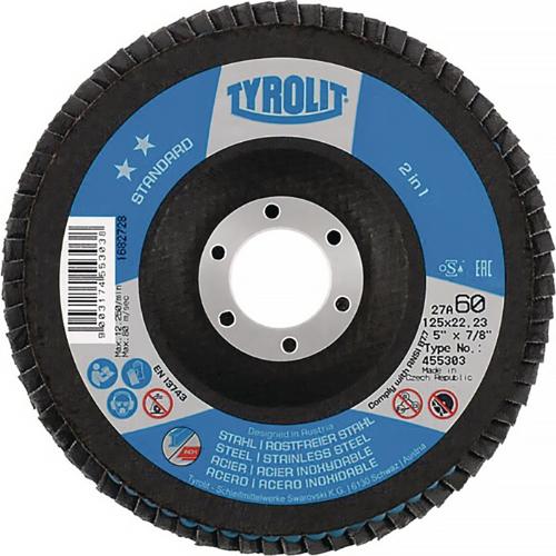 TYROLIT Fächerscheibe STANDARD Ø 125 mm Körnung 60 konisch Stahl, Edelstahl ZA - Zirkonkorund