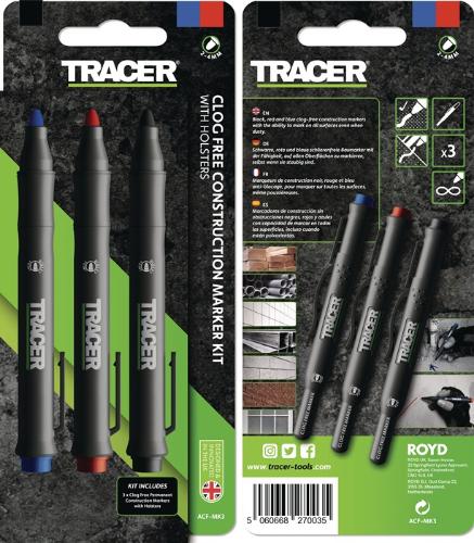 OX Tools Baumarkierungsset TRACER Clog Free schwarz, blau, rot