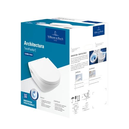 Villeroy & Boch Combi-Pack ARCHITECTURA Wand-WC tief 5684C0XX, TwistFlush weiß