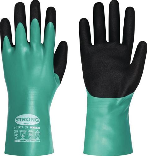 STRONGHAND Chemiehandschuhe CLARINGTON Größe 9 grün/schwarz EN 407/EN 388/EN 374 PSA-Kategorie III