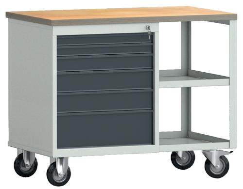 KLW LUTZ Werkbank PW 700 B1000xT620xH805mm Buche Multiplex lichtgrau / anthrazitgrau 6 Schubl.