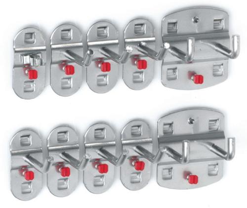 RasterPlan Werkzeughalter 10-tlg. kunststoffbeschichtet 7 Haken/2 Doppelhaken/1 Werkzeugklemme