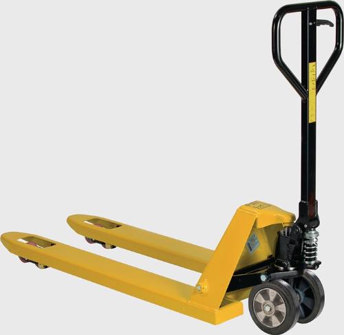 Pramac Gabelhubwagen Gabel-L. 1150 mm Trgf. 2500 kg Stahl signalgelb, RAL 1003 Vollgummi/ Polyurethan