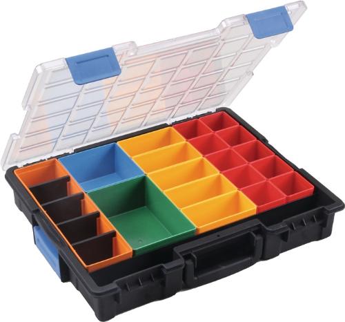 ALLIT Sortimentskasten Euro Plus Pro B440xT355xH76mm 23 Fächer 4 Trennstege transparent schwarz