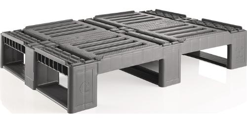 CRAEMER Kunststoffpalette L800xB600xH160mm 3 Kufen mit 7 mm Rand HDPE grau