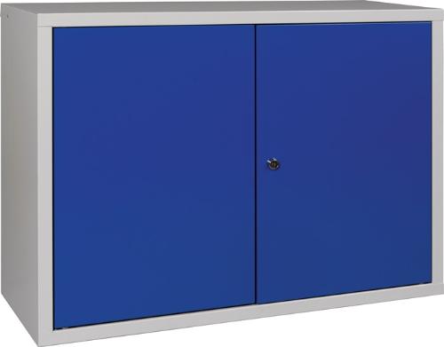 Quality Brand Hängeschrank H600xB800xT300 mm Vollblech, 1 Boden lichtgrau/enzianblau Stahlblech