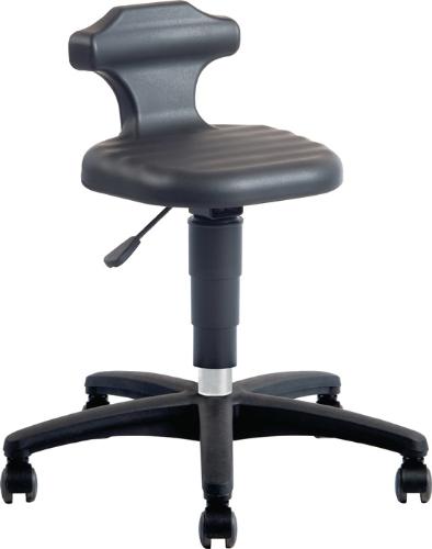 BIMOS Drehhocker Flex Rollen Integralschaum schwarz Sitzhöhenverstellung 450-650 mm mit Rückenstütze