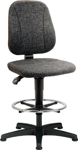 BIMOS Arbeitsdrehstuhl Unitec Bodengleiter + Fußring Stoffpolster grau 580-850 mm