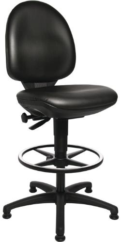 TOPSTAR Arbeitsdrehstuhl Tec 50 Bodengleiter + Fußring Kunstlederpolster schwarz 590-840 mm