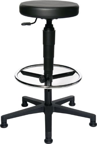 TOPSTAR Drehhocker mit Gleiter Kunstleder-Hochpolster schwarz Sitzhöhenverstellung 580-840 mm