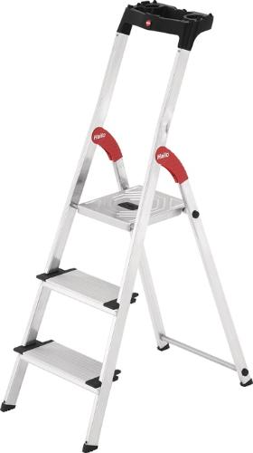 Hailo Stufenstehleiter L80 Comfortline 3 Stufen Aluminium Gesamthöhe 1380 mm Tragfähigkeit 150 kg