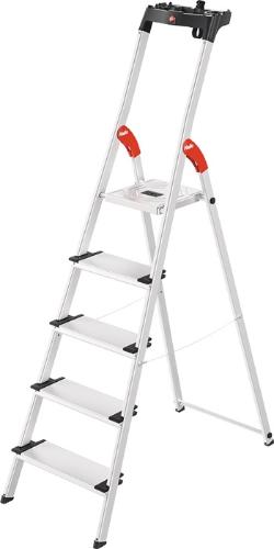 Hailo Stufenstehleiter L80 Comfortline 5 Stufen Aluminium Gesamthöhe 1840 mm Tragfähigkeit 150 kg
