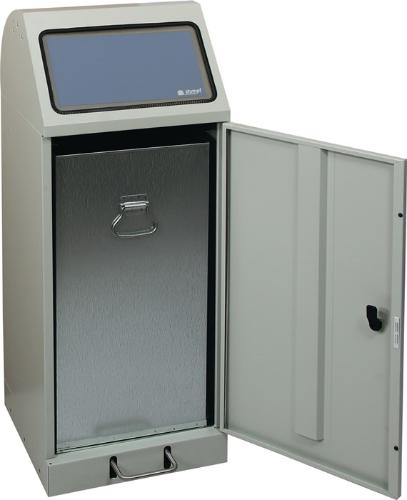 stumpf Wertstoffsammler 70 l H1000xB400xT380mm lichtgrau verzinkter Einsatz, mit Trethebel