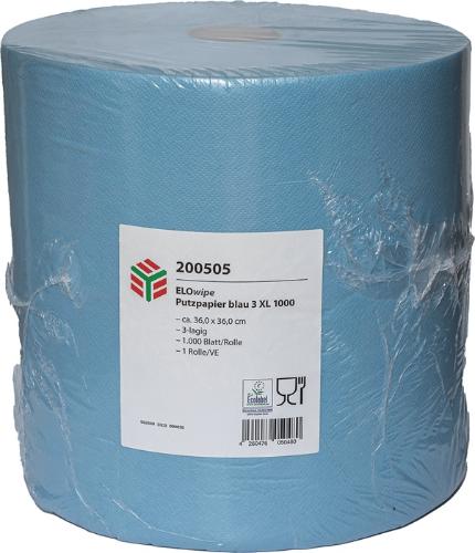 ELOS Putztuch ELOwipe XL L.ca. 360 m x B.ca. 360 mm blau 3-lagig